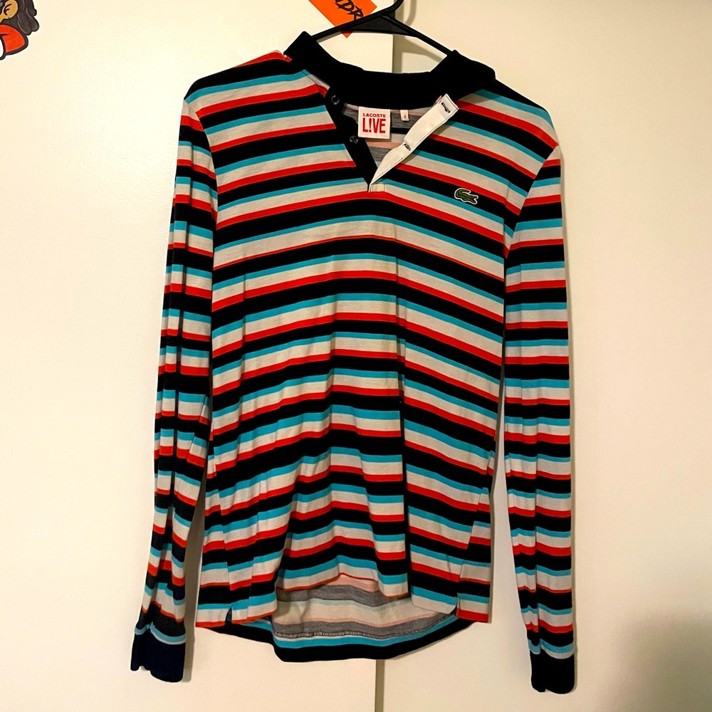 Lacoste Live Long Sleeve 3D stripe Polo